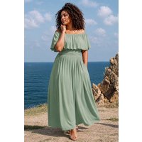 Ingoria Eliana Maxikleid mit Carmen-Ausschnitt (Uni)