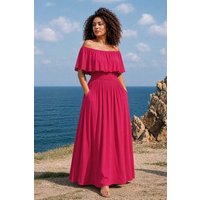 Ingoria Eliana Maxikleid mit Carmen-Ausschnitt (Uni)