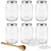 mikken Fermentier Starter Set - Große Einmachgläser 2,65 Liter mit Fermentier Gitter, Holzstampfer und Deckel