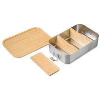 Cameleon Pack XL Edelstahl Lunchbox mit Deckel und Trennsteg aus Bambus Holz