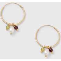 fejn jewelry Creole 'triple gemstone hoop' mit Perlen und Halbedelsteinen