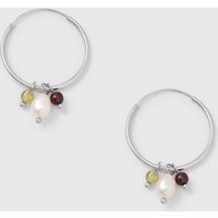 fejn jewelry Creole 'triple gemstone hoop' mit Perlen und Halbedelsteinen