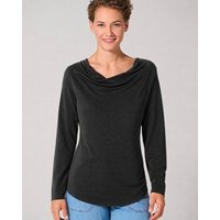HempAge Langarmshirt mit Wasserfallkragen Hanf/Lyocell