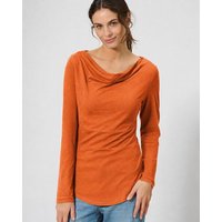 HempAge Damen Langarmshirt mit Wasserfallkragen Hanf/Biobaumwolle