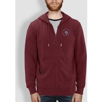 Herren Hoodie, "little kiwi", Burgundy, Bright Blue