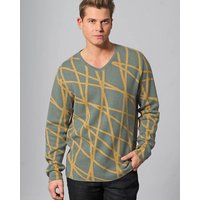 HempAge V-Kragen Pullover mit Muster Hanf/Biobaumwolle