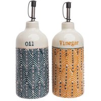 TRANQUILLO Essig- & Ölflasche MIIX'N'MATCH Orange – Steinzeug & Edelstahl