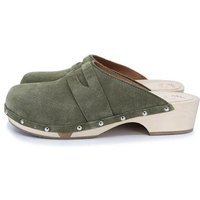 me&myClogs GUILIA Holz Clogs mit flexibler Sohle in Wildleder Rosa pale-rose mit Nieten - low heel