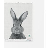 Photocircle Animal Portraits Kalender 2027 / Schwarz-weiß Wandkalender mit süßen Tierpostern