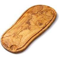 Econovo Holzbrett aus Olivenholz rustikal mit Saftrille - Küchenbrett zum schneiden & servieren