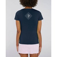 Human Family Bio Damen T-Shirt mit V-Ausschnitt "Evolution - Geo Questionmark" aus Bio-Baumwolle