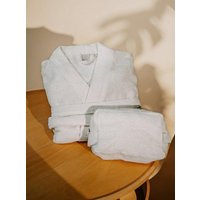 Pamukia GOTS Set aus Premium-Frottee-Bademantel & Kosmetiktasche – 100 % zertifizierte Bio-Baumwolle | 400 GSM
