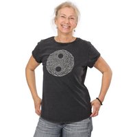 Life-Tree Organic Fairwear Shirt Women Fairwear Organic Washed YinYang/ | schwarz/rot