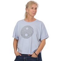 Life-Tree Organic Fairwear Shirt Women Fairwear Organic Oversized YinYang Light /hellblau | hellblau/blau