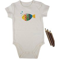 MELAdi Kinder Baby - Body aus Biobaumwolle - Fisch auf Natural Raw
