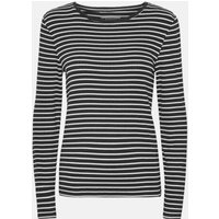 Copenhagen Bamboo Schwarz/weiß gestreiftes Langarm-T-Shirt aus geripptem Bambus