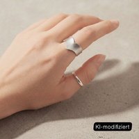 ELEKTROPULLI Größenverstellbarer Round Matt Ring ca. 1,5 cm breit
