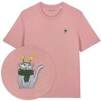 Besticktes T-Shirt – Babette die Winter-Katze – LIGARTI Tiermanufaktur