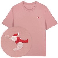 Besticktes T-Shirt – Jean-Luc die Weihnachtsgarnele – LIGARTI Tiermanufaktur