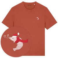 Besticktes T-Shirt – Jean-Luc die Weihnachtsgarnele – LIGARTI Tiermanufaktur
