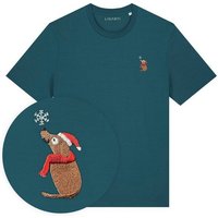 Besticktes T-Shirt – Thomas der Weihnachtshund – LIGARTI Tiermanufaktur