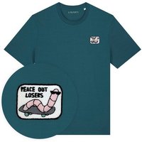 Besticktes T-Shirt – Ollie der Skater-Wurm – LIGARTI Tiermanufaktur