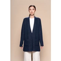 Pukara Alpaka-Cardigan in Navy Blue & Beige