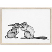 Kunstdruck »Kaninchen & Biber« von LIGARTI | A4, A3 oder A2 | Wandbild | Poster | Kunst