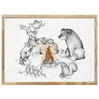 Kunstdruck »Lagerfeuertiere« von LIGARTI | A4, A3 oder A2 | Wandbild | Poster | Kunst