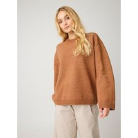 KnowledgeCotton Apparel Soufflé Strickpullover mit Rundhalsausschnitt - Relaxed Fit - aus recyceltem Polyester
