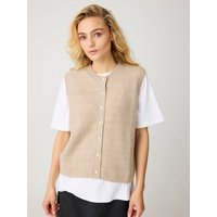 KnowledgeCotton Apparel Soufflé Strick-Weste mit Rundhalsausschnitt - Relaxed Fit - aus recyceltem Polyester