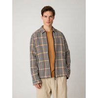 KnowledgeCotton Apparel Overshirt mit Reißverschluss und Hahnentrittmuster aus Bio-Baumwolle