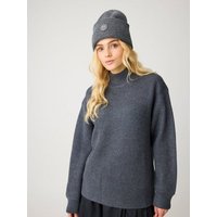 KnowledgeCotton Apparel Strickpullover mit gerippten Stehkragen aus Bio-Merinowolle