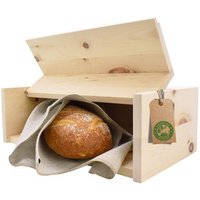 4betterdays Brotkasten Zirbenholz inkl. Zirbenholz-Gitter & Bäckerleinen