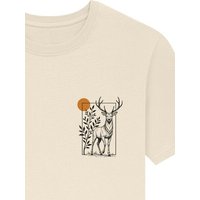 Spreecult kleiner gerahmter Hirsch - Bio und Fair - Männer Unisex T-Shirt - Natur Berge Sonne