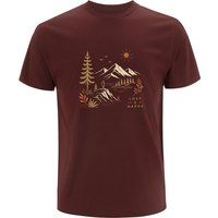 Spreecult Lost&Happy - Bio und Fair - Männer Unisex T-Shirt - Natur Berge Sonne