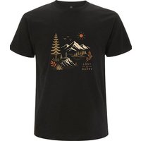 Spreecult Lost&Happy - Bio und Fair - Männer Unisex T-Shirt - Natur Berge Sonne