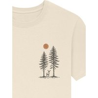 Spreecult kleiner Hirsch zwischen zwei Bäume - Bio und Fair - Männer Unisex T-Shirt