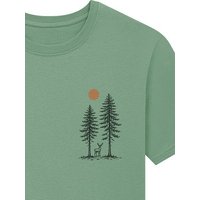 Spreecult kleiner Hirsch zwischen zwei Bäume - Bio und Fair - Männer Unisex T-Shirt