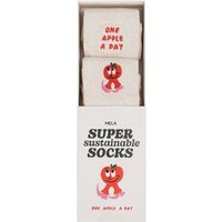 MELA 2 Paar Ripp-Socken mit Stickerei "one apple a day"