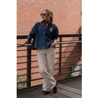LITSCHI DESIGNS OVERSIZE CROPPED JEANSHEMD "STAMP"