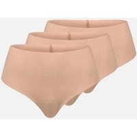 erlich textil Casual Cotton High Waist Brazil String im 3er Pack mit 94% Baumwolle (aus kontrolliert biologischem Anbau), made in Europe