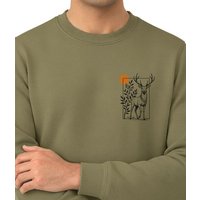 Spreecult Eingerahmter Hirsch - Unisex Sweatshirt - Bio und Fair - Wald Natur Tiere Sonne