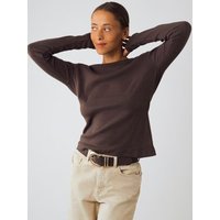 Honest Basics Damen Geripptes Langarmshirt aus Bio- und recycelter Baumwolle