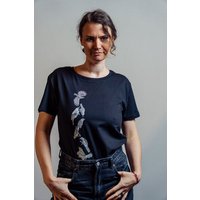 NanMa Shirt Vögel | Bio-Baumwolle | lokal handbedruckt in Österreich | Damen | loose fit | schwarz