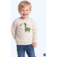 MELAdi Kinder Baby - Sweater aus Biobaumwolle - Dino auf Natural Raw