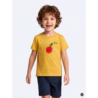 MELAdi Kinder Shirt aus Biobaumwolle - Apfel auf Ocre Gelb