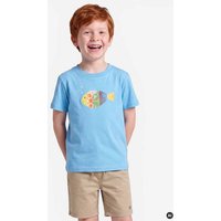 MELAdi Kinder Shirt aus Biobaumwolle - Fisch auf Aqua Blue