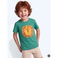 MELAdi Kinder Shirt aus Biobaumwolle - Löwe auf Meadow Green