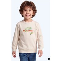 MELAdi Kinder Sweater aus Biobaumwolle - Chamäleon auf Natural White